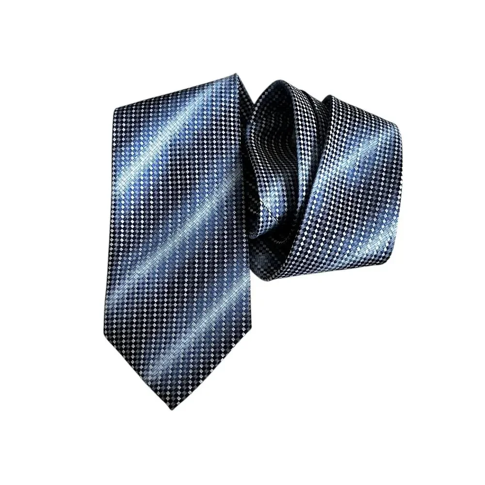 Botinelli Designer Men's 100% Silk Tie Blue Basketweave Pattern